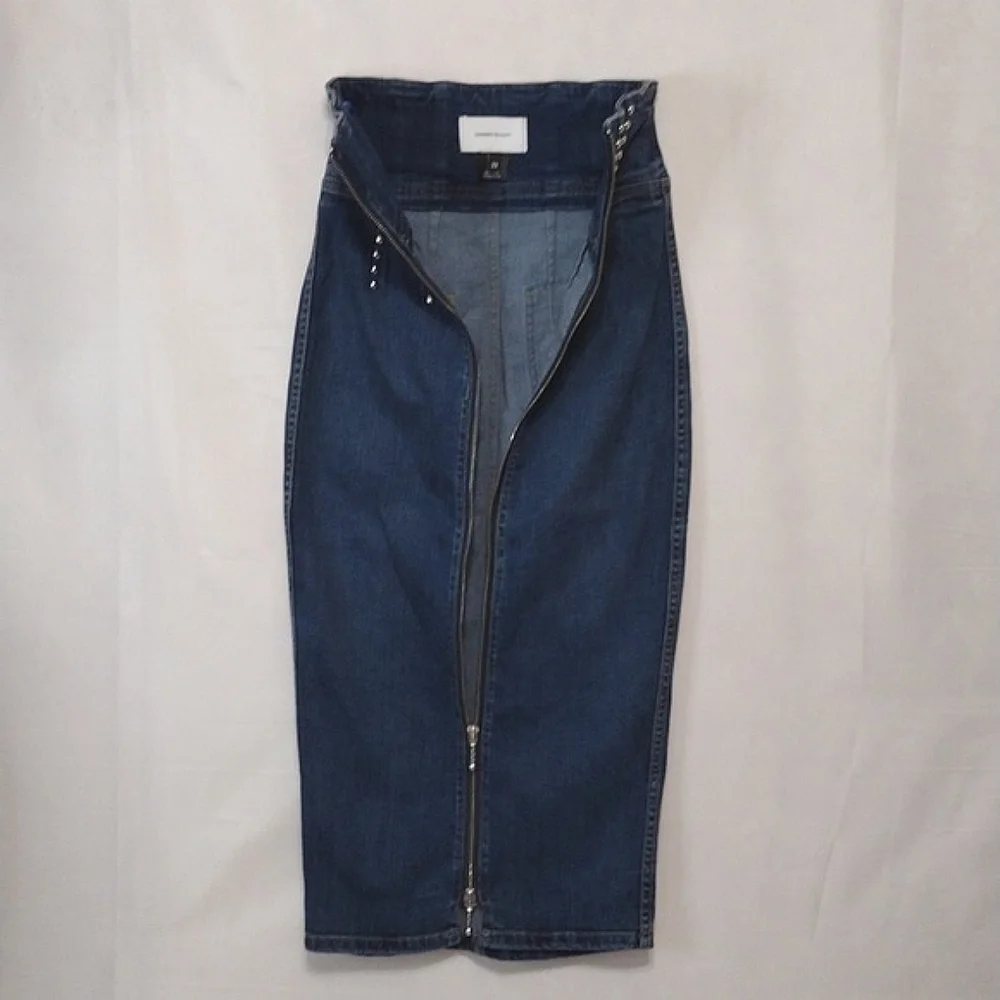 Current/Elliott High Waist Hip-Fitted Pencil Denim Skirt Waist 23 Full Zip Sexy
